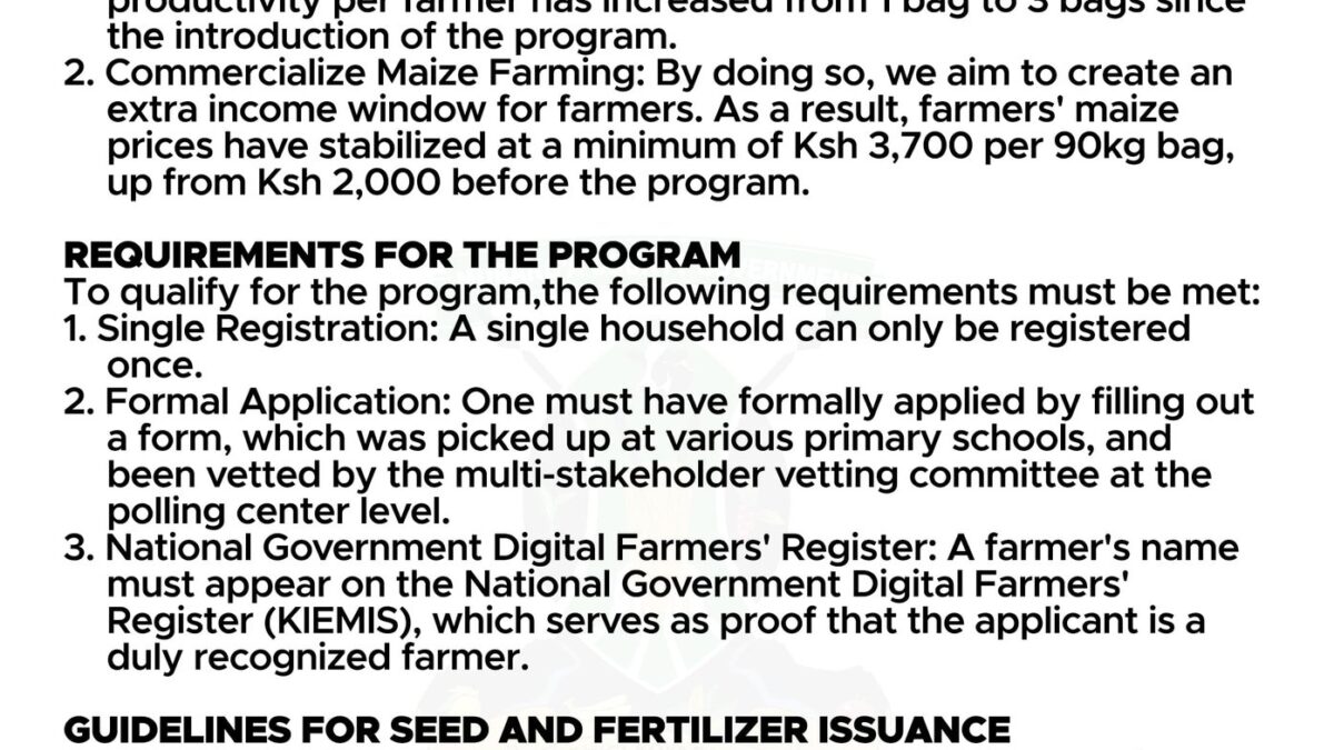 Murang'a County Seed & Fertilizer Distribution