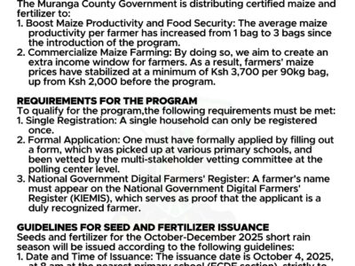 Murang'a County Seed & Fertilizer Distribution