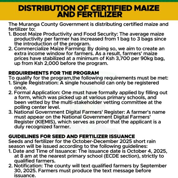 Murang'a County Seed & Fertilizer Distribution