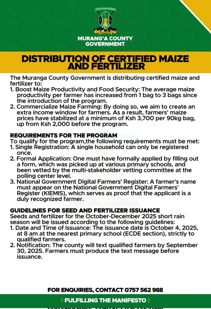 Murang'a County Seed & Fertilizer Distribution