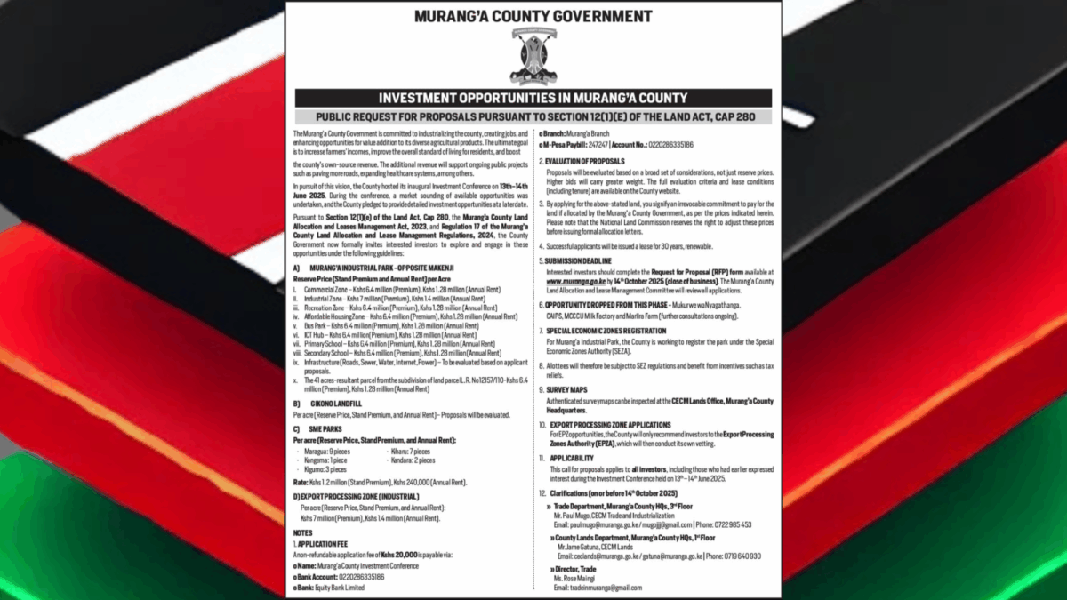 Murang'a County Investment Opportunities