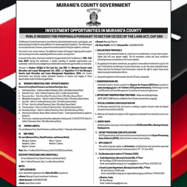 Murang'a County Investment Opportunities