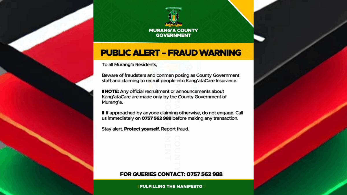 Murang’a Residents Warned Against Kang’ataCare Fraudsters