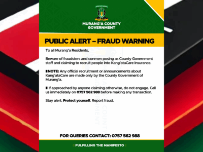 Murang’a Residents Warned Against Kang’ataCare Fraudsters