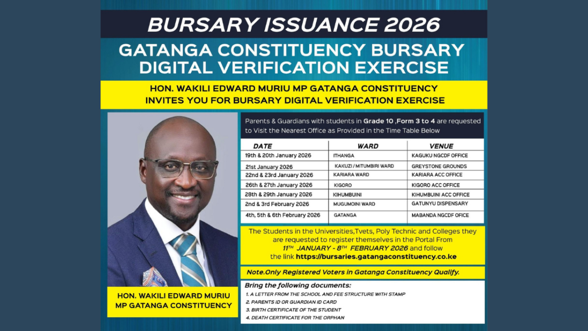 Gatanga Constituency Bursary Issuance 2026 Digital Verification Exercise