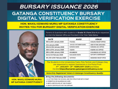 Gatanga Constituency Bursary Issuance 2026 Digital Verification Exercise