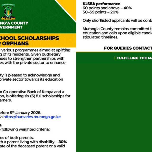 Murang’a County Rolls Out Full Senior School Scholarships for Orphans in 2026